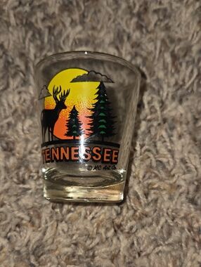 Tennessee Souvenir Shot Glass with Sunset Deer Design